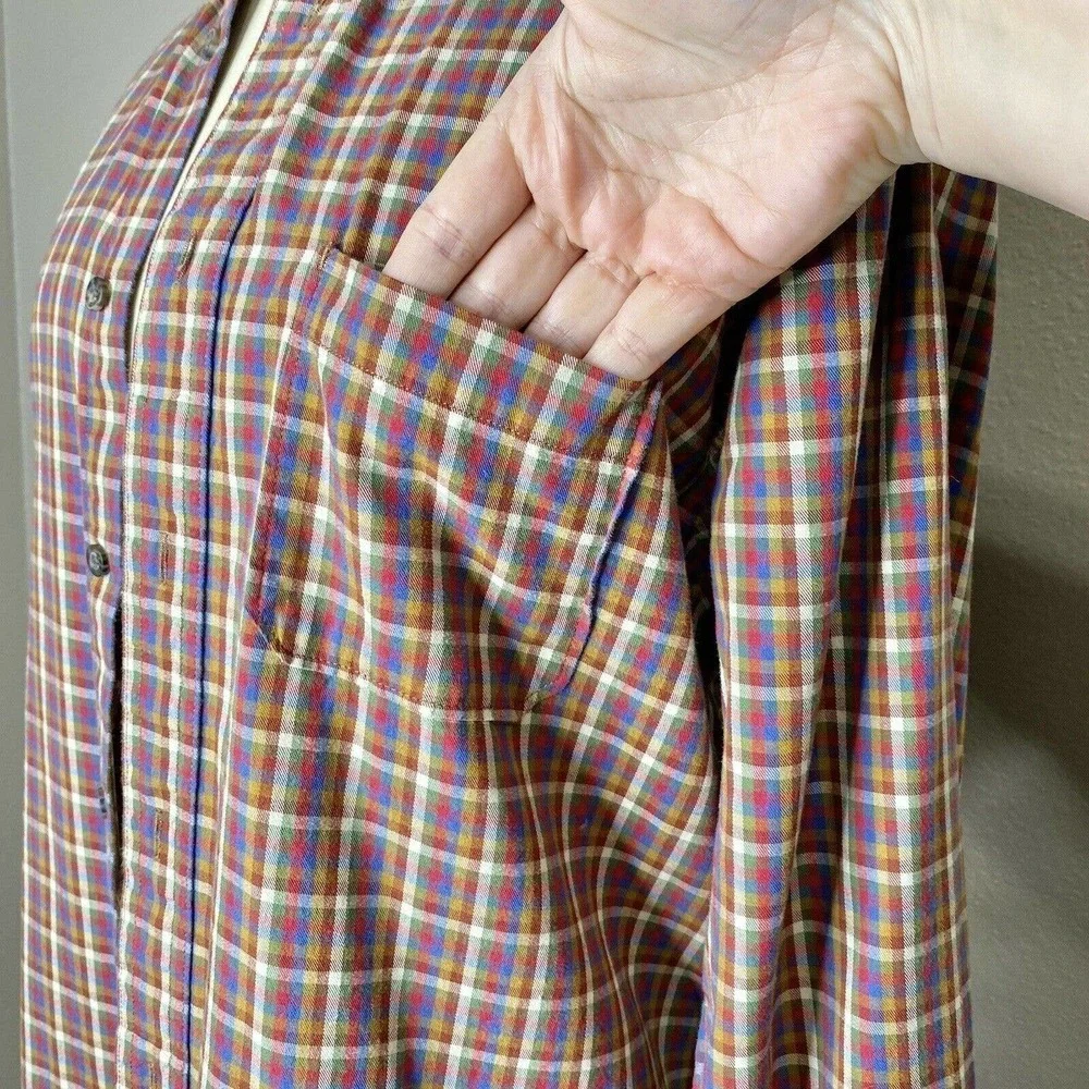 Clear Water Outfitters Men's Brown Red Plaid 100% Cotton Button-Down Shirt - Picture 4 of 10
